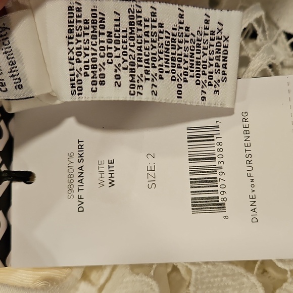 💕DIANE VON FURSTENBERG DVF💕 Tiana Lace Floral Skirt ~ White 2 NWT - Picture 16 of 16